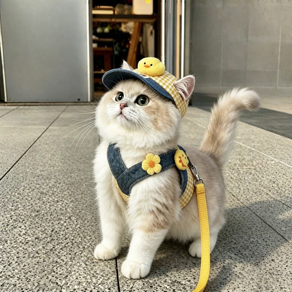 Pet Harness Vest, Leash & Hat Sets for Cats and Dogs