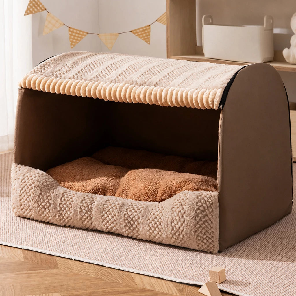 Enclosed Cat & Dog Bed with Removable, Washable Pad