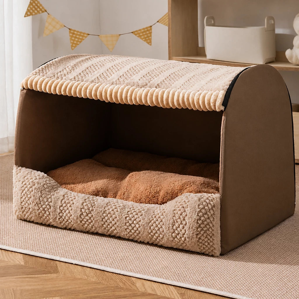Enclosed Cat & Dog Bed with Removable, Washable Pad
