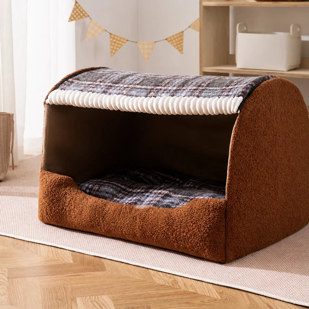 Enclosed Cat & Dog Bed with Removable, Washable Pad