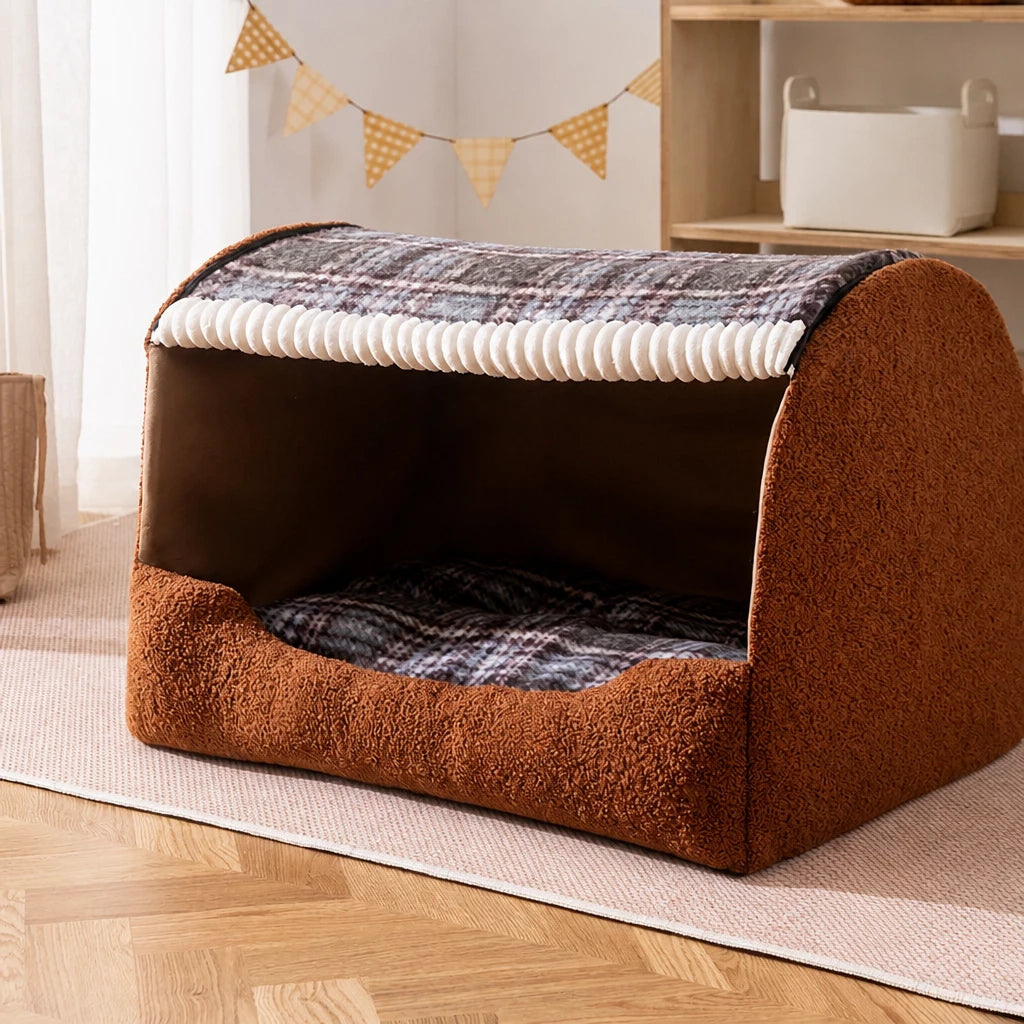 Enclosed Cat & Dog Bed with Removable, Washable Pad