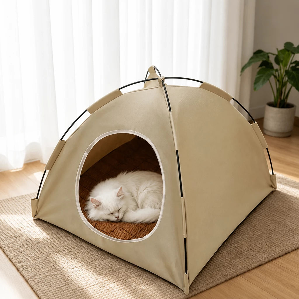 Removable, Washable Semi-Enclosed Tent Bed for Cats & Small Dogs