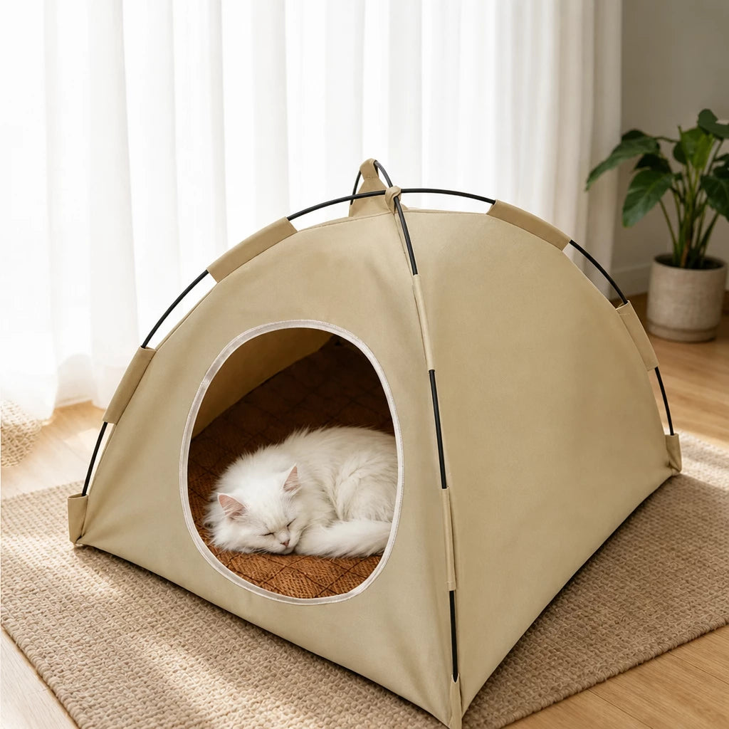 Removable, Washable Semi-Enclosed Tent Bed for Cats & Small Dogs