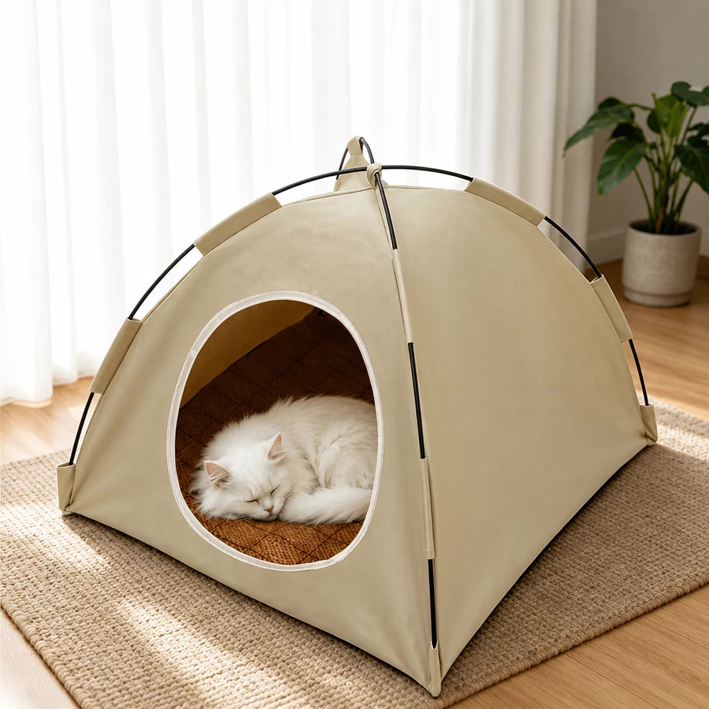 Removable, Washable Semi-Enclosed Tent Bed for Cats & Small Dogs