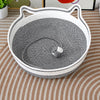 Faux Cotton-Linen Cat Bed with Built-In Scratcher
