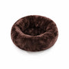 Round Faux Plush Pet Bed for Cats and Dogs Up to 38 lb