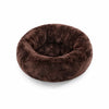 Round Faux Plush Pet Bed for Cats and Dogs Up to 38 lb