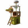 Wooden Cat Tree with Scratching Post and Hideaway