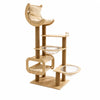 Wooden Cat Tree with Scratching Post and Hideaway