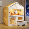 Multi-Tier Enclosed Cat Condo with Litter Area
