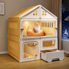 Multi-Tier Enclosed Cat Condo with Litter Area
