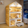 Multi-Tier Enclosed Cat Condo with Litter Area