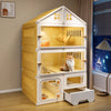 Multi-Tier Enclosed Cat Condo with Litter Area