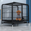 Indoor Iron Dog Crate with Tray and Locking Casters