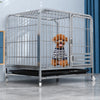 Indoor Iron Dog Crate with Tray and Locking Casters
