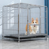 Indoor Iron Dog Crate with Tray and Locking Casters