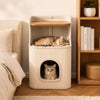 Two-Level Square Sisal Cat Scratcher Barrel with Resting Space