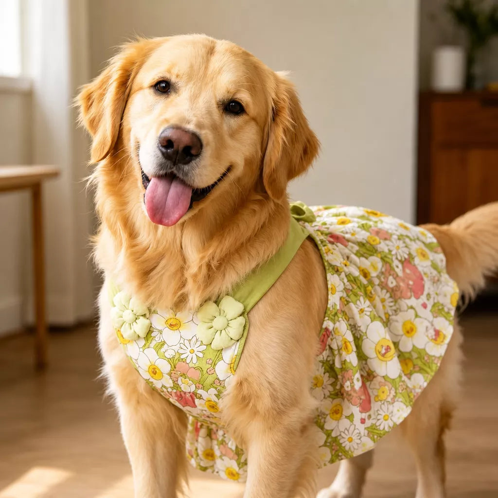 Summer Dog Dress with Shoulder Straps for Medium to Large Dogs