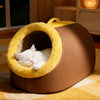 Enclosed Plush Pet Bed for Cats and Small Dogs