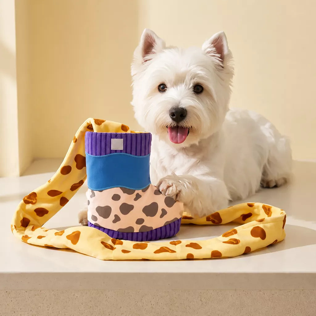 Dog Boot-Shaped Snuffle Toy with Treat Pockets and Squeaker