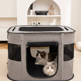 Foldable Two-Compartment Cat House for Mother Cats and Kittens