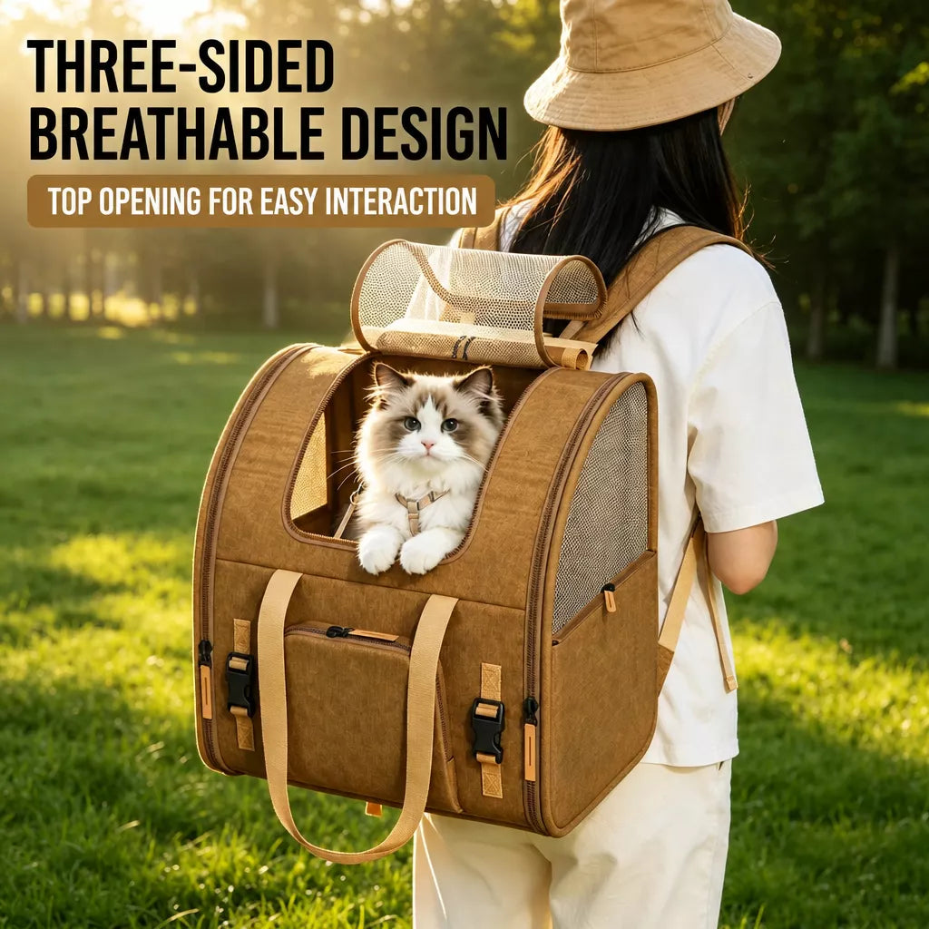 Expandable Cat Carrier Backpack with Ventilation
