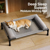 Elevated Faux Leather Pet Bed with Three-Sided Support