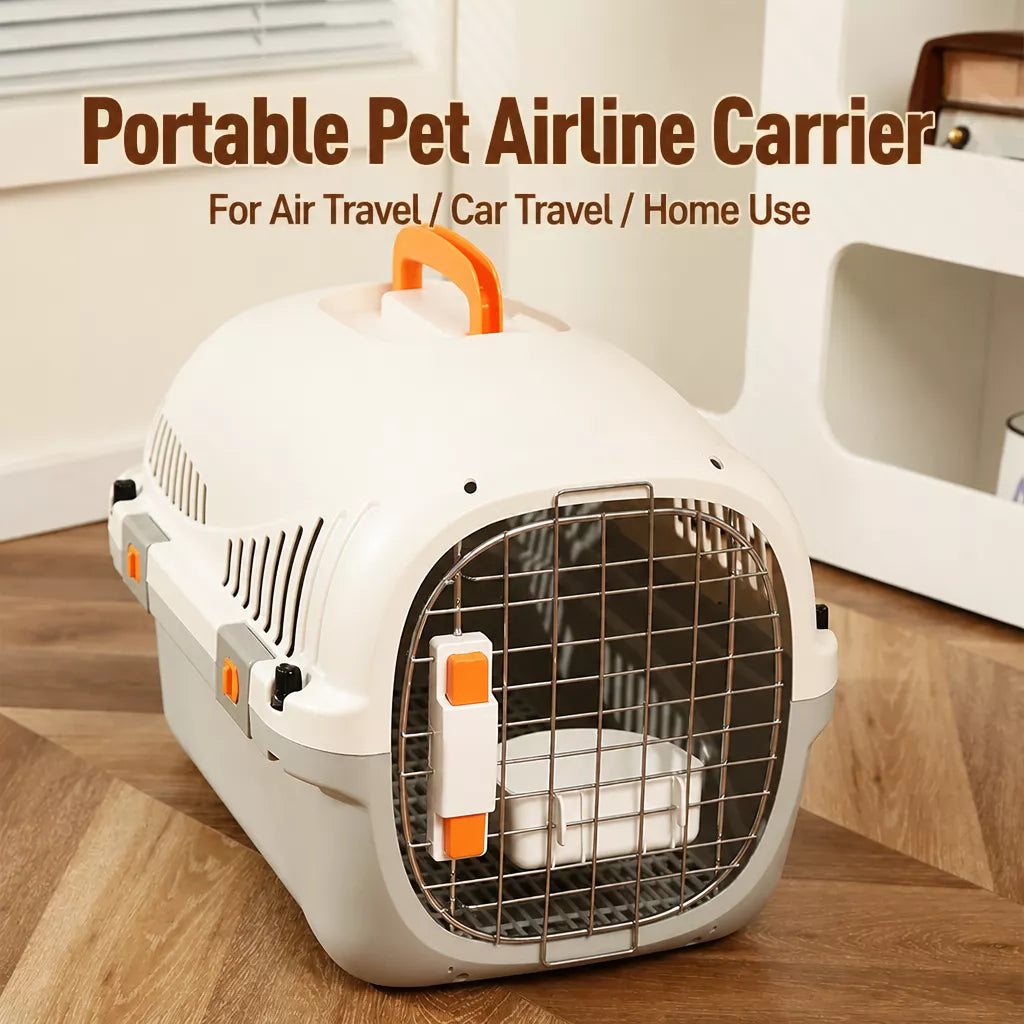 Portable Plastic Pet Carrier for Cats and Small Dogs Up to 16 lb