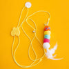 Hanging Feather Cat Teaser Toy with Elastic Wand