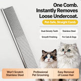 Fine-Tooth Pet Grooming Comb for Long-Haired Cats and Dogs