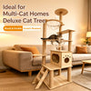 Multi-Level Solid Wood Cat Tree with Scratching Post