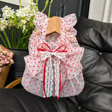 Red Polka-Dot Pet Dress with Leash Ring for Dogs and Cats