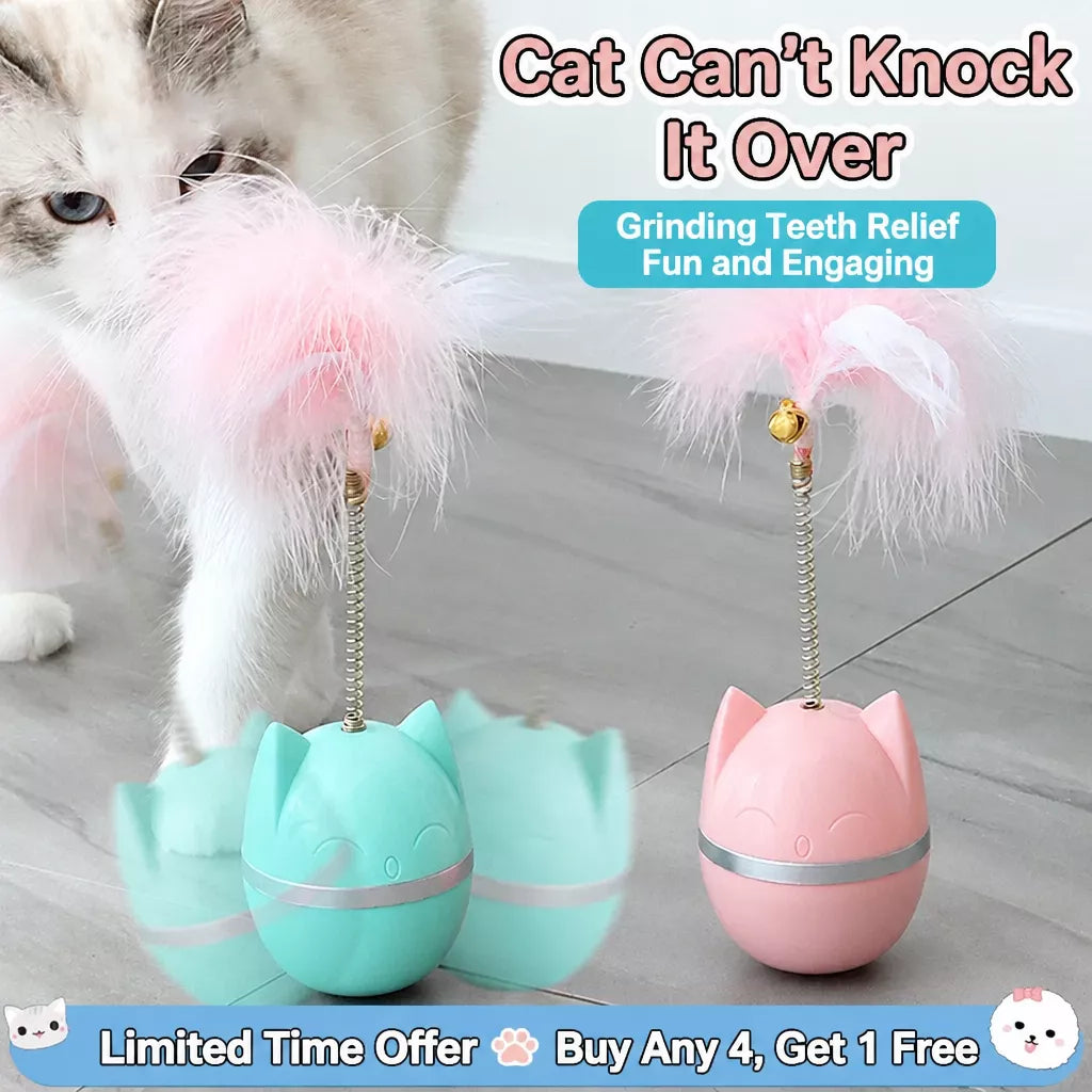 Cat Wobble Toy with Feather and Bell