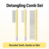 3-Piece Stainless Steel Pet Grooming Comb Set with Plastic Handles