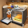 Indoor Iron Dog Crate with Separate Toilet Area