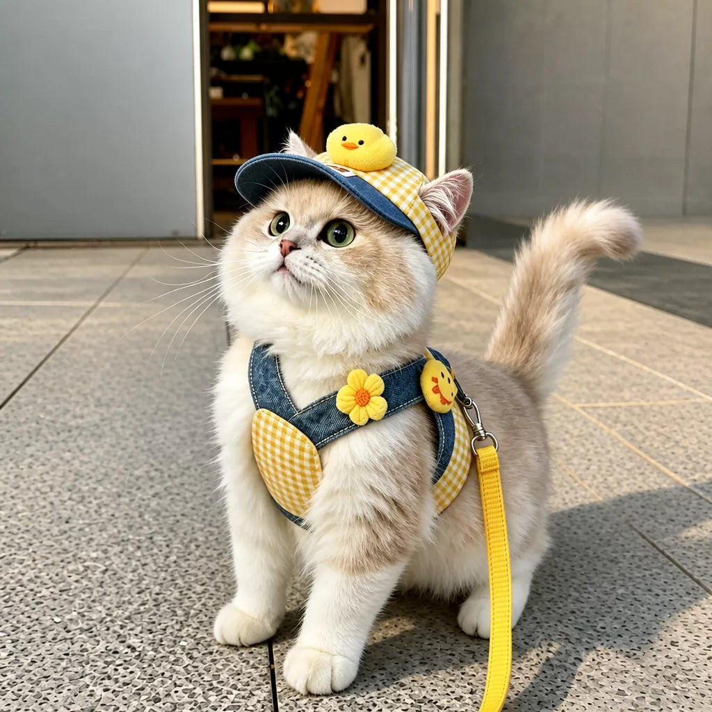 Pet Harness Vest, Leash & Hat Sets for Cats and Dogs