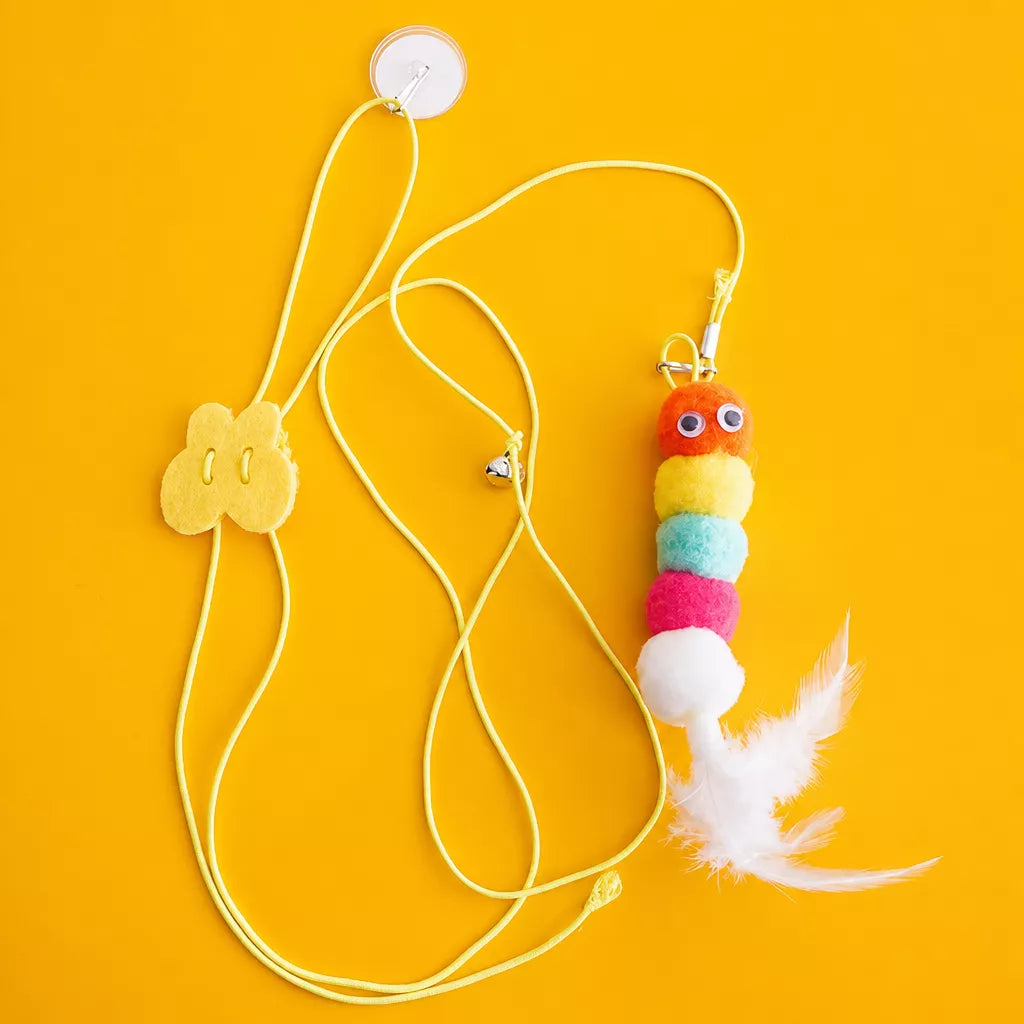 Hanging Feather Cat Teaser Toy with Elastic Cord