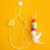Hanging Feather Cat Teaser Toy with Elastic Cord