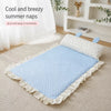 Cotton-Linen Pet Bed Mat with Bunny-Ear Pillow for Cats & Dogs