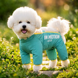 Synthetic Leather Four-Leg Dog Jumpsuit for Outdoor Walks