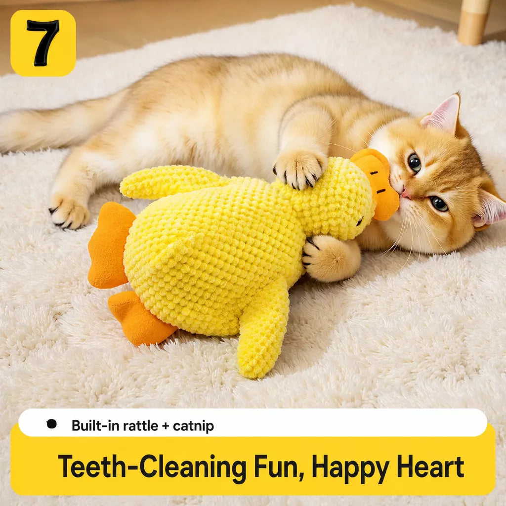 Duck Plush Cat Toy with Crinkle Paper and Catnip – Small or Large