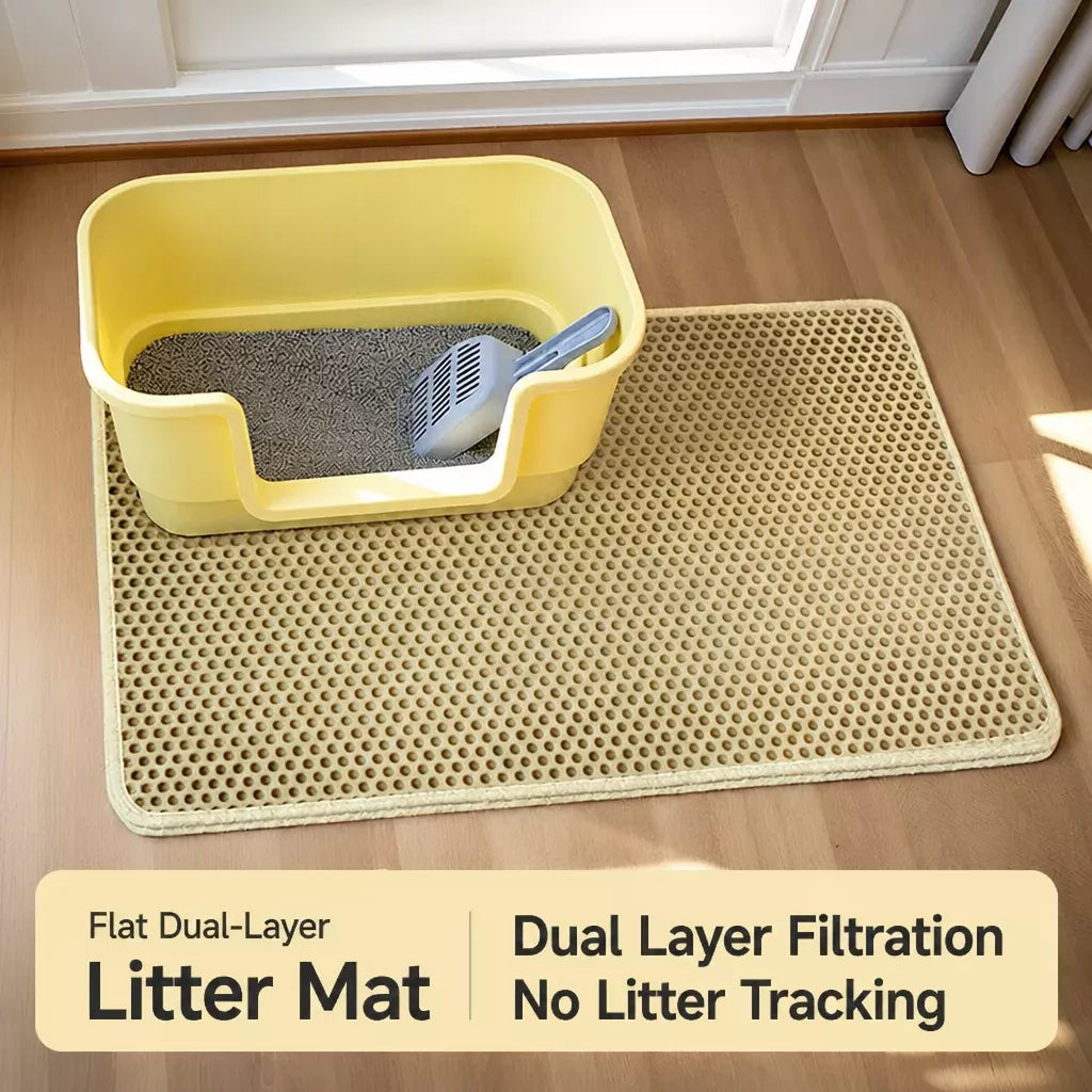 Double-Layer Cat Litter Mat with Cut-to-Fit Design