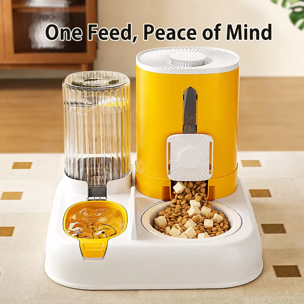 Automatic Pet Feeder with Dual Food and Water Bowls