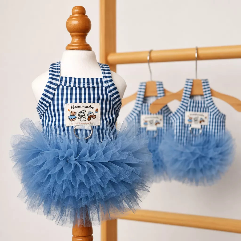 Blue Striped Mesh Dress for Dogs & Cats