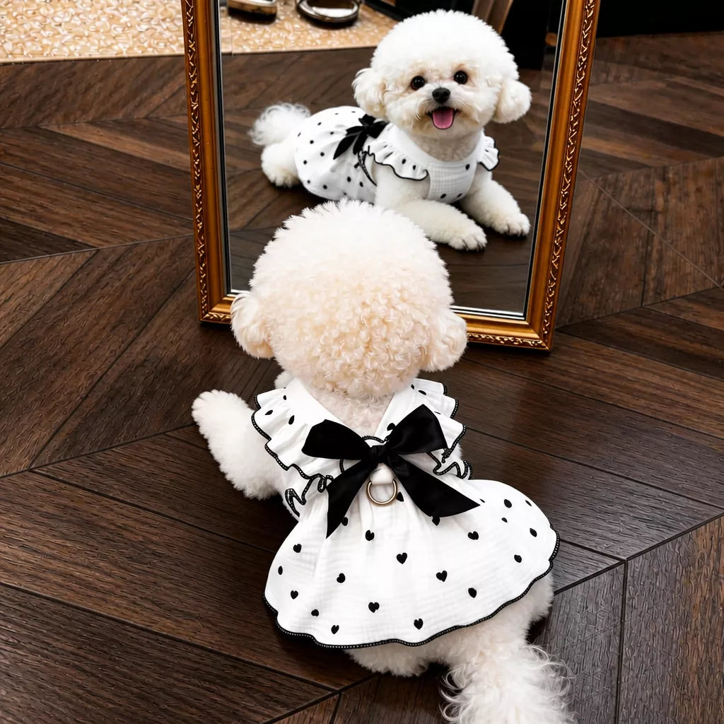Cotton Bow Dress for Small Dogs and Cats