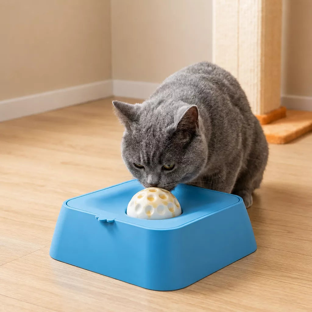 Pet Slow Feeder Bowl with Lick Ball and Water Dish