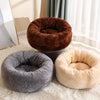 Round Faux Plush Pet Bed for Cats and Dogs Up to 38 lb