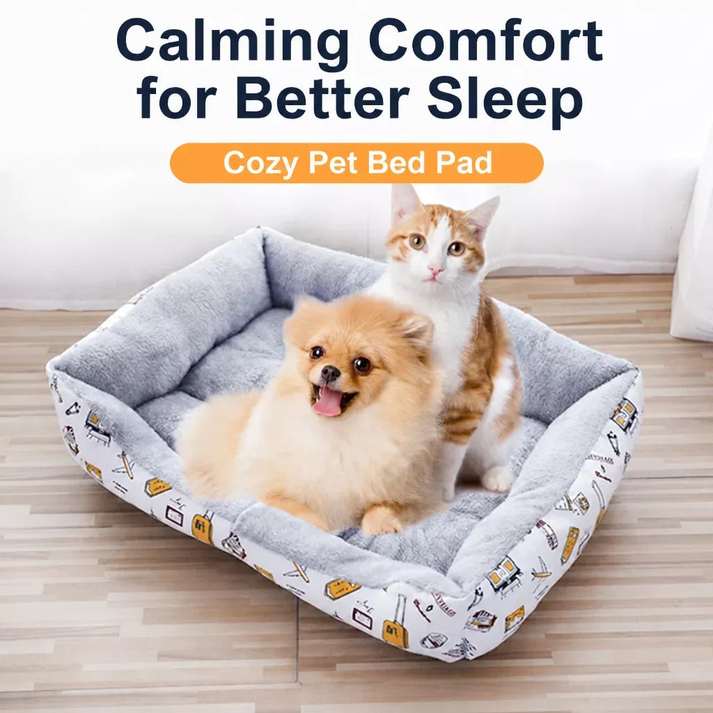 Rectangular Padded Pet Bed for Dogs and Cats