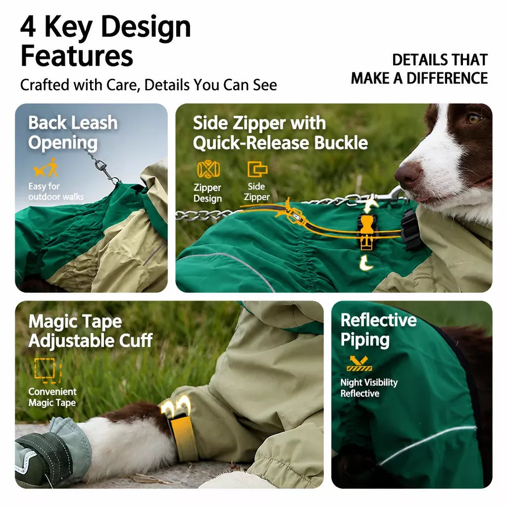 Four-Leg Dog Raincoat for Medium to Large Dogs