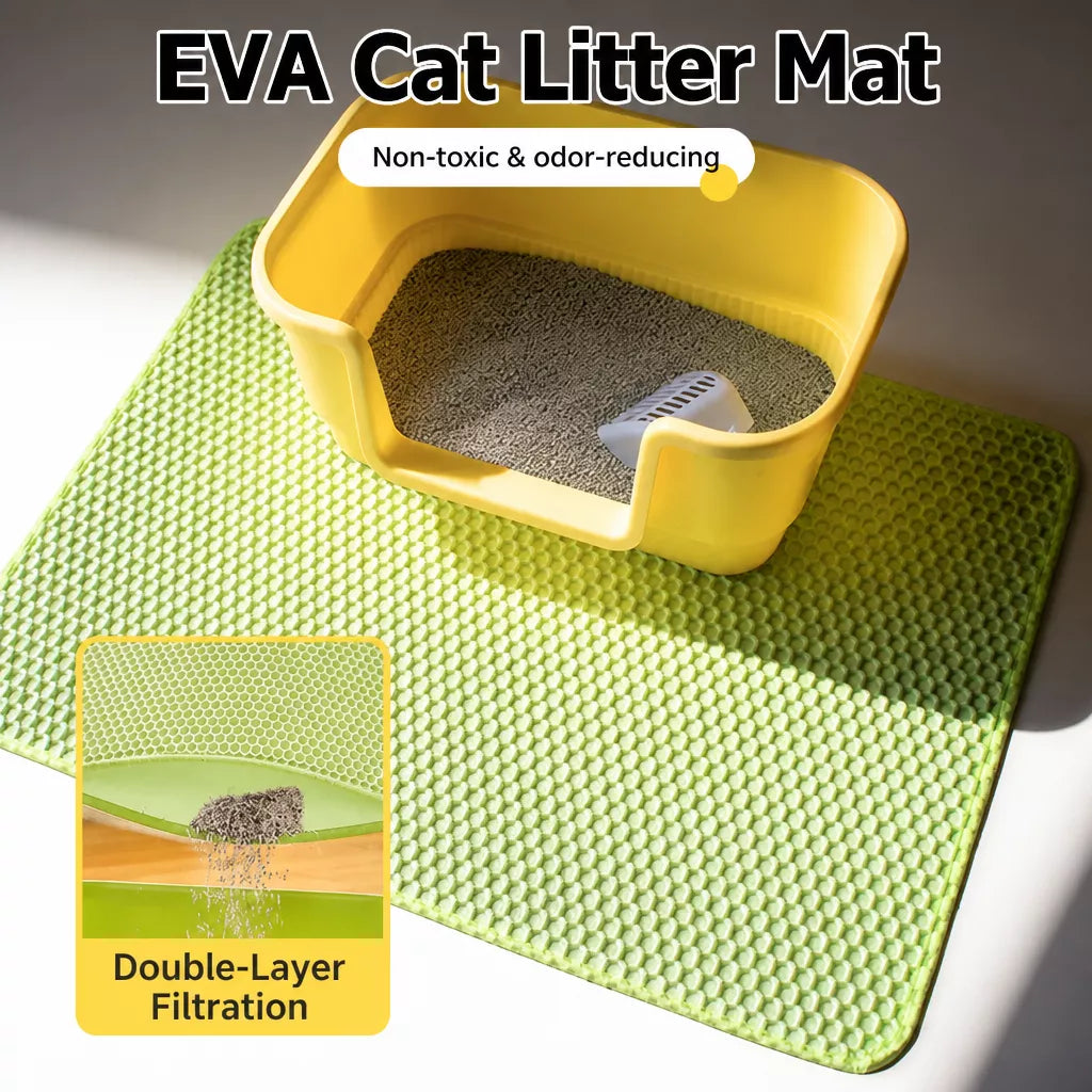 Double-Layer Cat Litter Mat with Cut-to-Fit Design